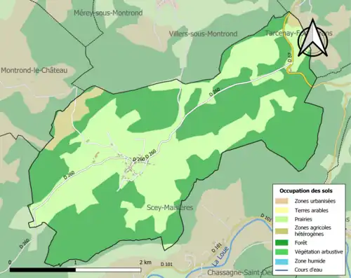 Carte en couleurs présentant l'occupation des sols.
