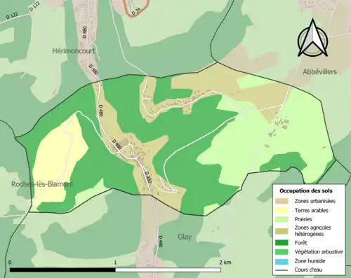 Carte en couleurs présentant l'occupation des sols.