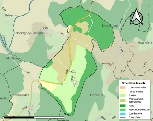 Carte en couleurs présentant l'occupation des sols.