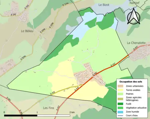 Carte en couleurs présentant l'occupation des sols.