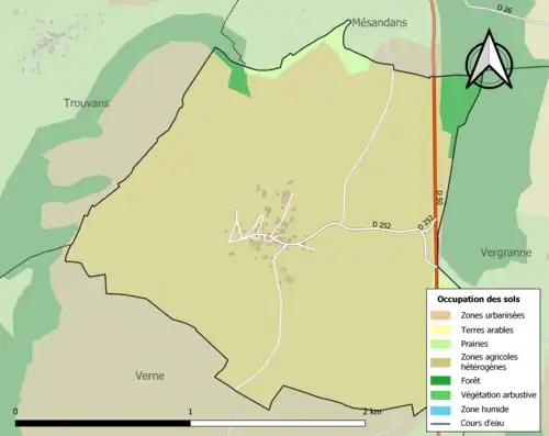 Carte en couleurs présentant l'occupation des sols.