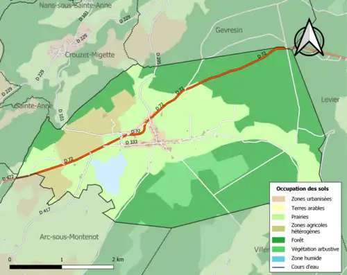 Carte en couleurs présentant l'occupation des sols.