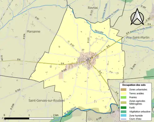 Carte en couleurs présentant l'occupation des sols.