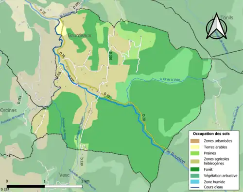 Carte en couleurs présentant l'occupation des sols.