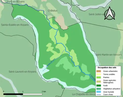 Carte en couleurs présentant l'occupation des sols.