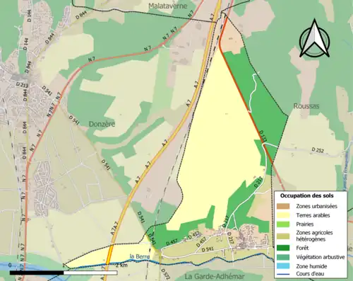 Carte en couleurs présentant l'occupation des sols.