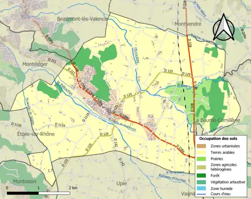Carte en couleurs présentant l'occupation des sols.