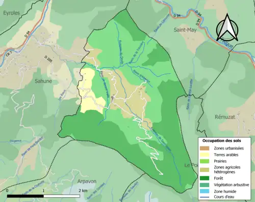 Carte en couleurs présentant l'occupation des sols.
