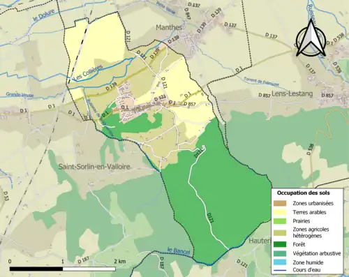 Carte en couleurs présentant l'occupation des sols.