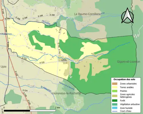 Carte en couleurs présentant l'occupation des sols.