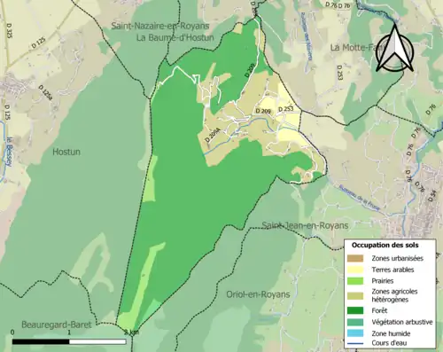 Carte en couleurs présentant l'occupation des sols.