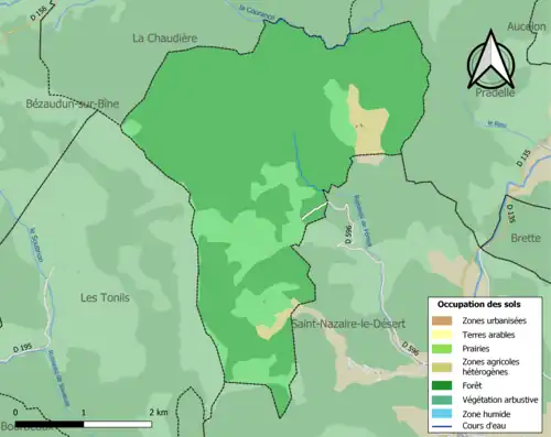 Carte en couleurs présentant l'occupation des sols.