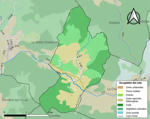 Carte en couleurs présentant l'occupation des sols.