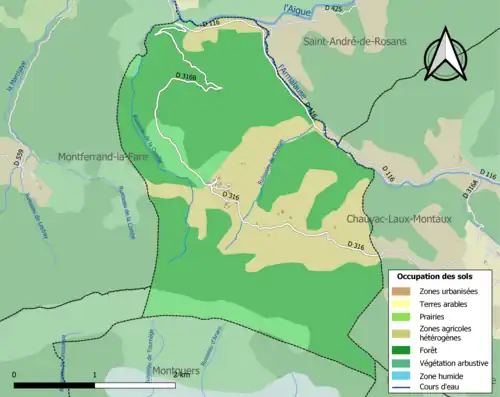 Carte en couleurs présentant l'occupation des sols.