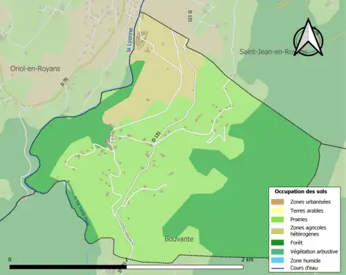 Carte en couleurs présentant l'occupation des sols.