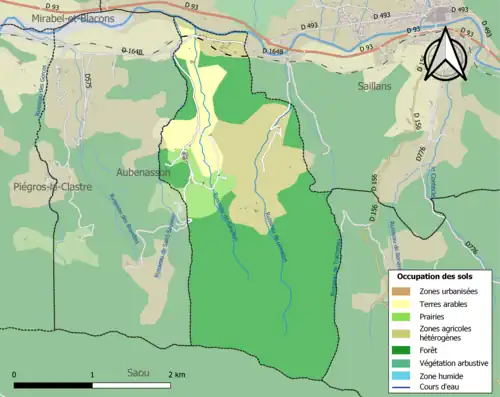 Carte en couleurs présentant l'occupation des sols.