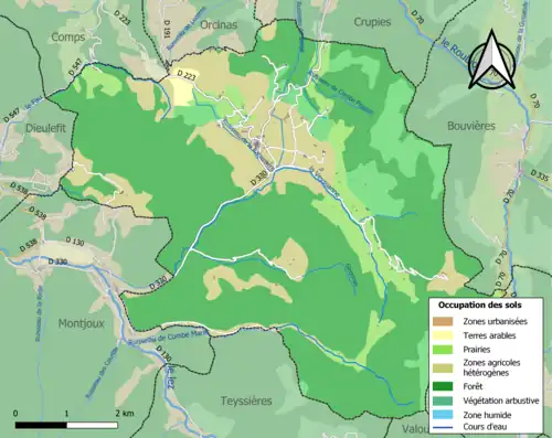 Carte en couleurs présentant l'occupation des sols.