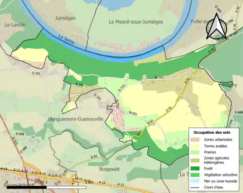Carte en couleurs présentant l'occupation des sols.