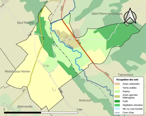 Carte en couleurs présentant l'occupation des sols.