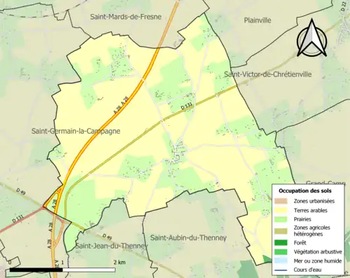 Carte en couleurs présentant l'occupation des sols.