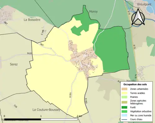 Carte en couleurs présentant l'occupation des sols.