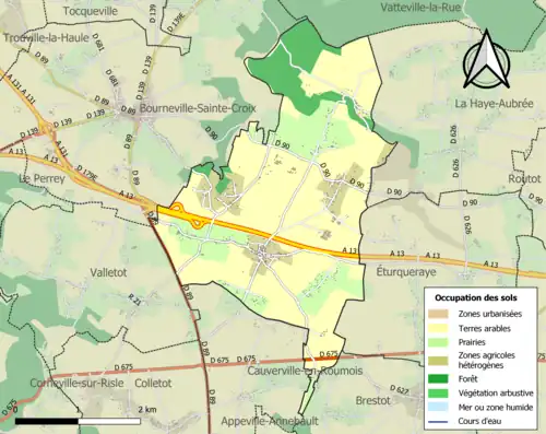 Carte en couleurs présentant l'occupation des sols.