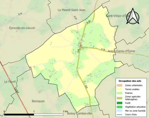Carte en couleurs présentant l'occupation des sols.