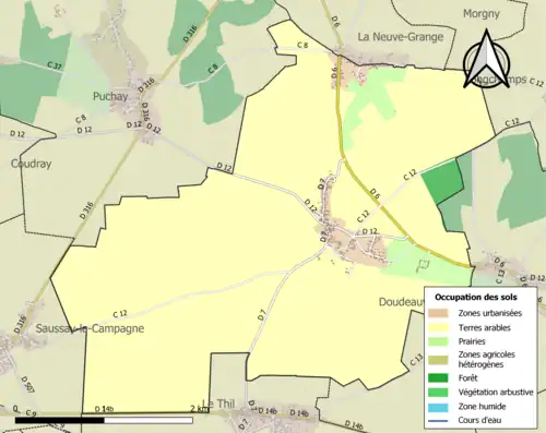 Carte en couleurs présentant l'occupation des sols.