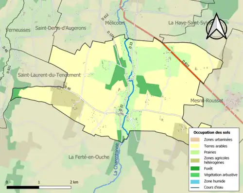 Carte en couleurs présentant l'occupation des sols.