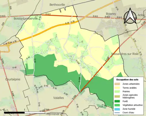 Carte en couleurs présentant l'occupation des sols.
