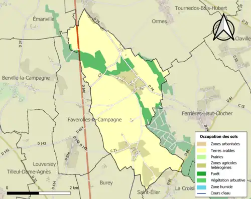 Carte en couleurs présentant l'occupation des sols.