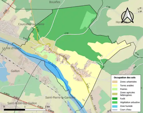 Carte en couleurs présentant l'occupation des sols.