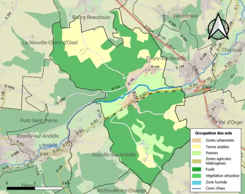Carte en couleurs présentant l'occupation des sols.