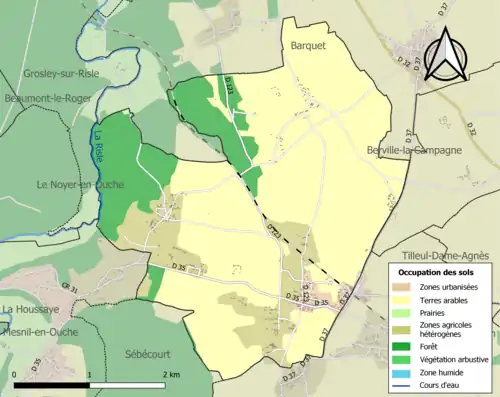 Carte en couleurs présentant l'occupation des sols.