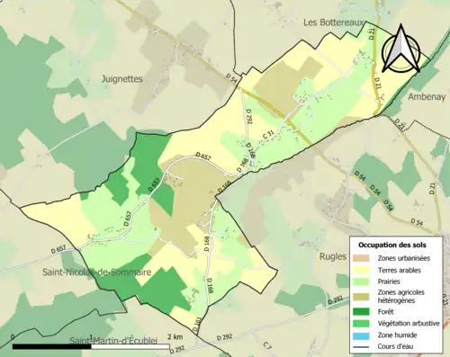 Carte en couleurs présentant l'occupation des sols.
