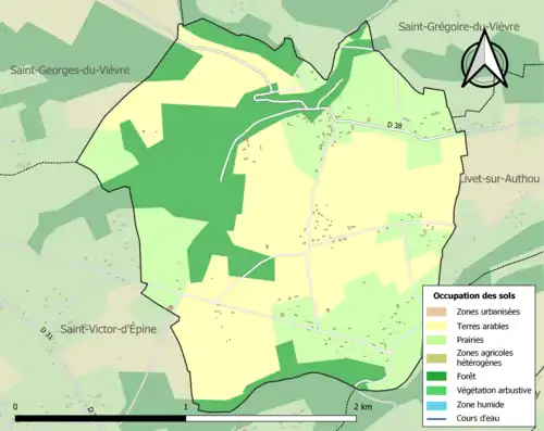 Carte en couleurs présentant l'occupation des sols.