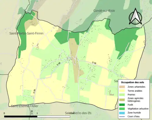 Carte en couleurs présentant l'occupation des sols.