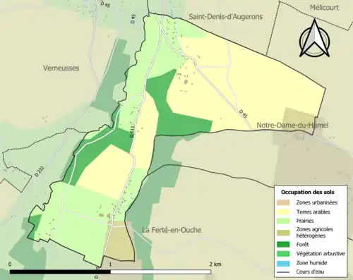 Carte en couleurs présentant l'occupation des sols.