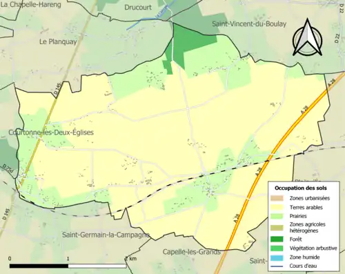 Carte en couleurs présentant l'occupation des sols.
