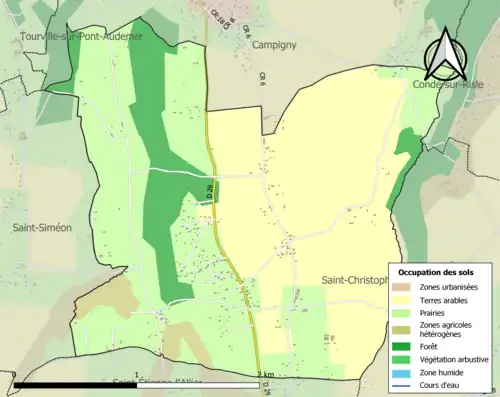 Carte en couleurs présentant l'occupation des sols.