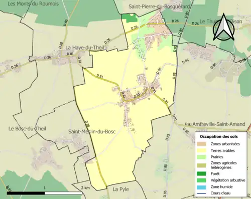 Carte en couleurs présentant l'occupation des sols.