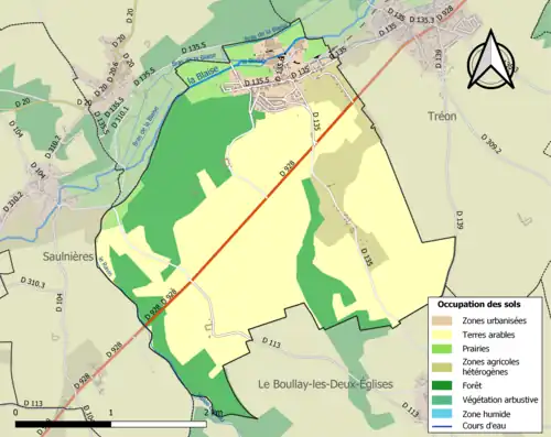Carte en couleurs présentant l'occupation des sols.