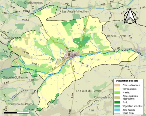 Carte en couleurs présentant l'occupation des sols.