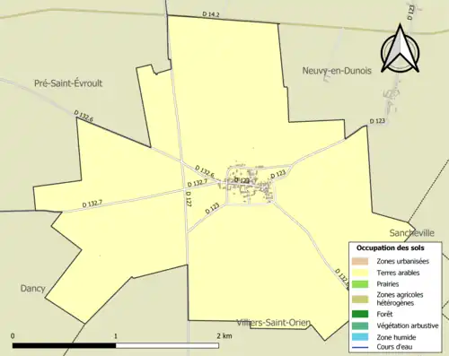 Carte en couleurs présentant l'occupation des sols.