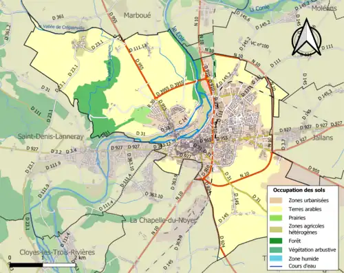 Carte en couleurs présentant l'occupation des sols.
