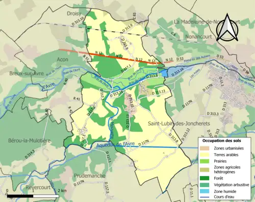 Carte en couleurs présentant l'occupation des sols.