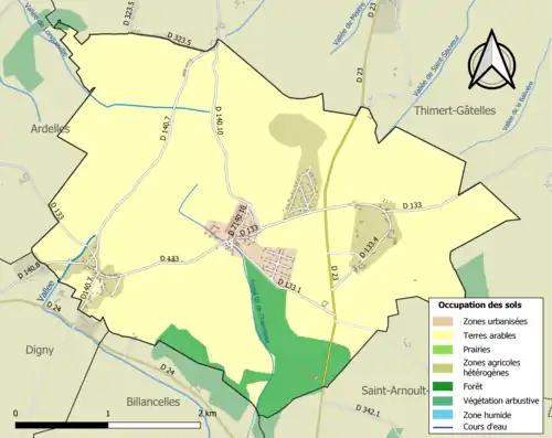 Carte en couleurs présentant l'occupation des sols.