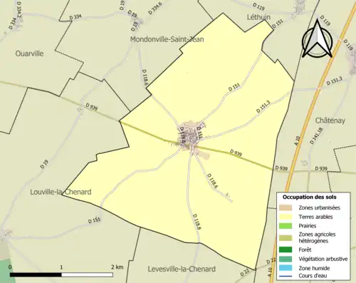 Carte en couleurs présentant l'occupation des sols.