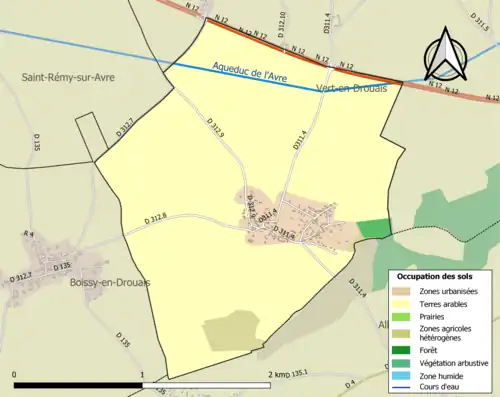 Carte en couleurs présentant l'occupation des sols.