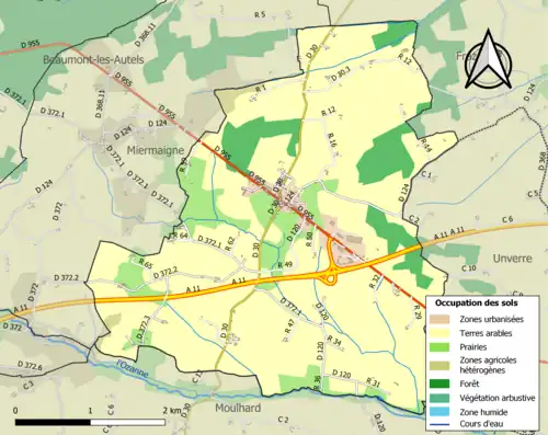 Carte en couleurs présentant l'occupation des sols.